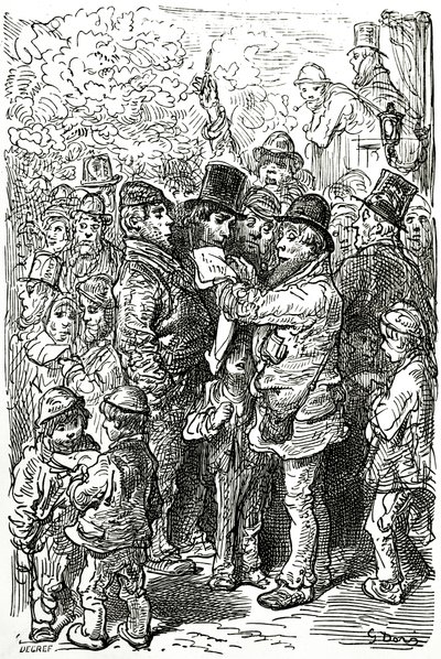 Wetten auf einen Boxkampf außerhalb des Rings in London, 1872 von Gustave Dore